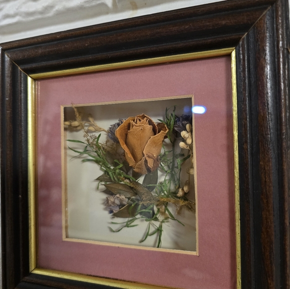 Vintage framed dried flower shadow box - Picture 3 of 8